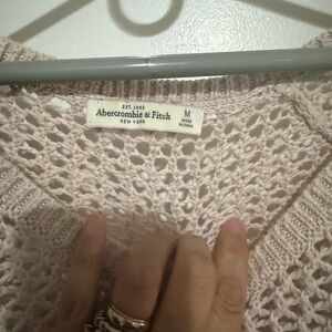 Abercrombie & Fitch Women's Size M Knit Cotton Linen Wool Open Stitch Sweater